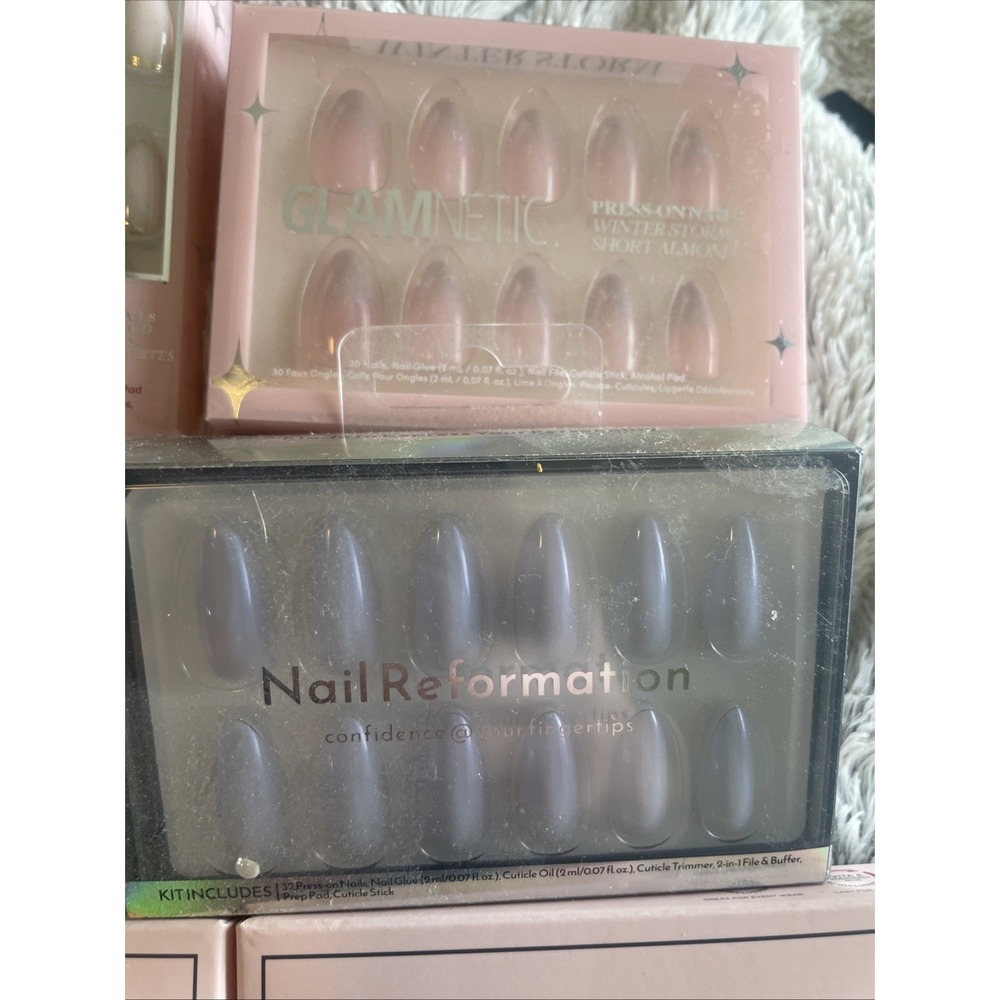 Press On Nails Lot Of 11 Glamnetic Nail Reformation Almond Pinks Vsalon Medium - Picture 4 of 8